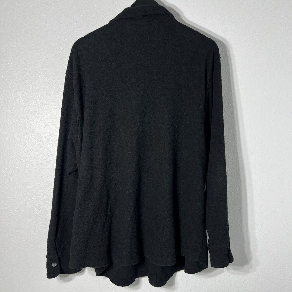 Victorias Secret Pink Shirt Womens XL Black Fleece Button Up Shacket Logo Lounge - Picture 4 of 9